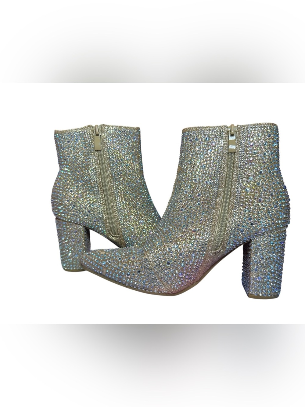 FOREVER Women Rhinestone Block Chunky Heel Ankle Bootie Size 5 - Picture 9 of 11